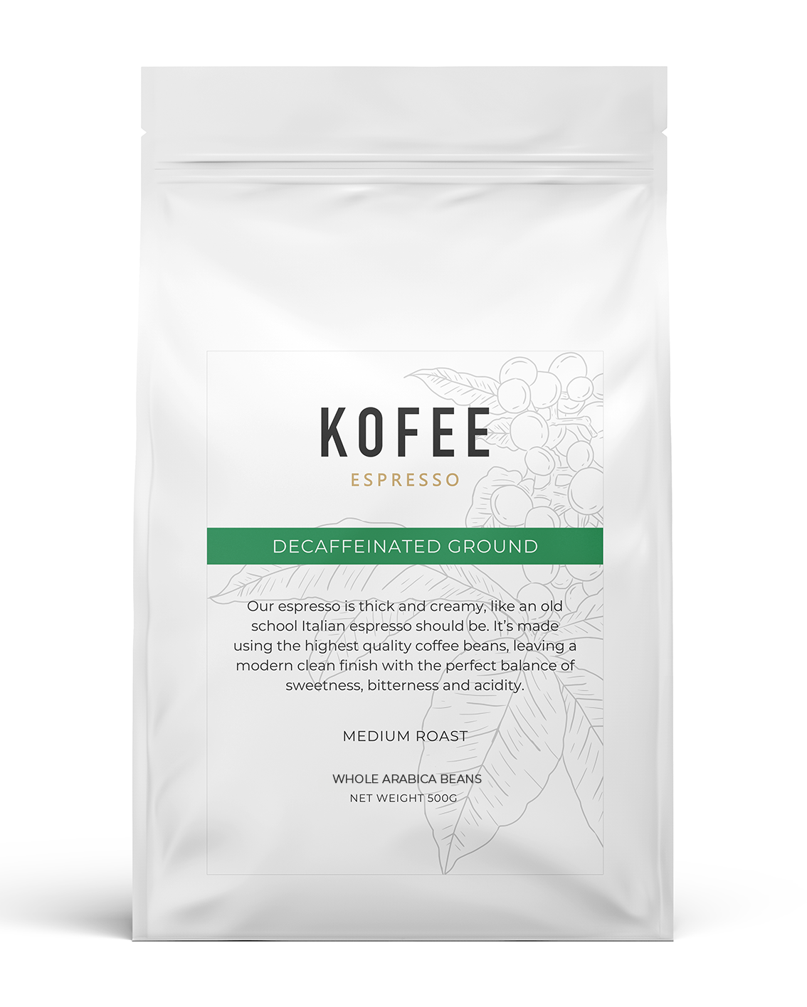 Kofee Decaffeinated Espresso - (500g BEANS)