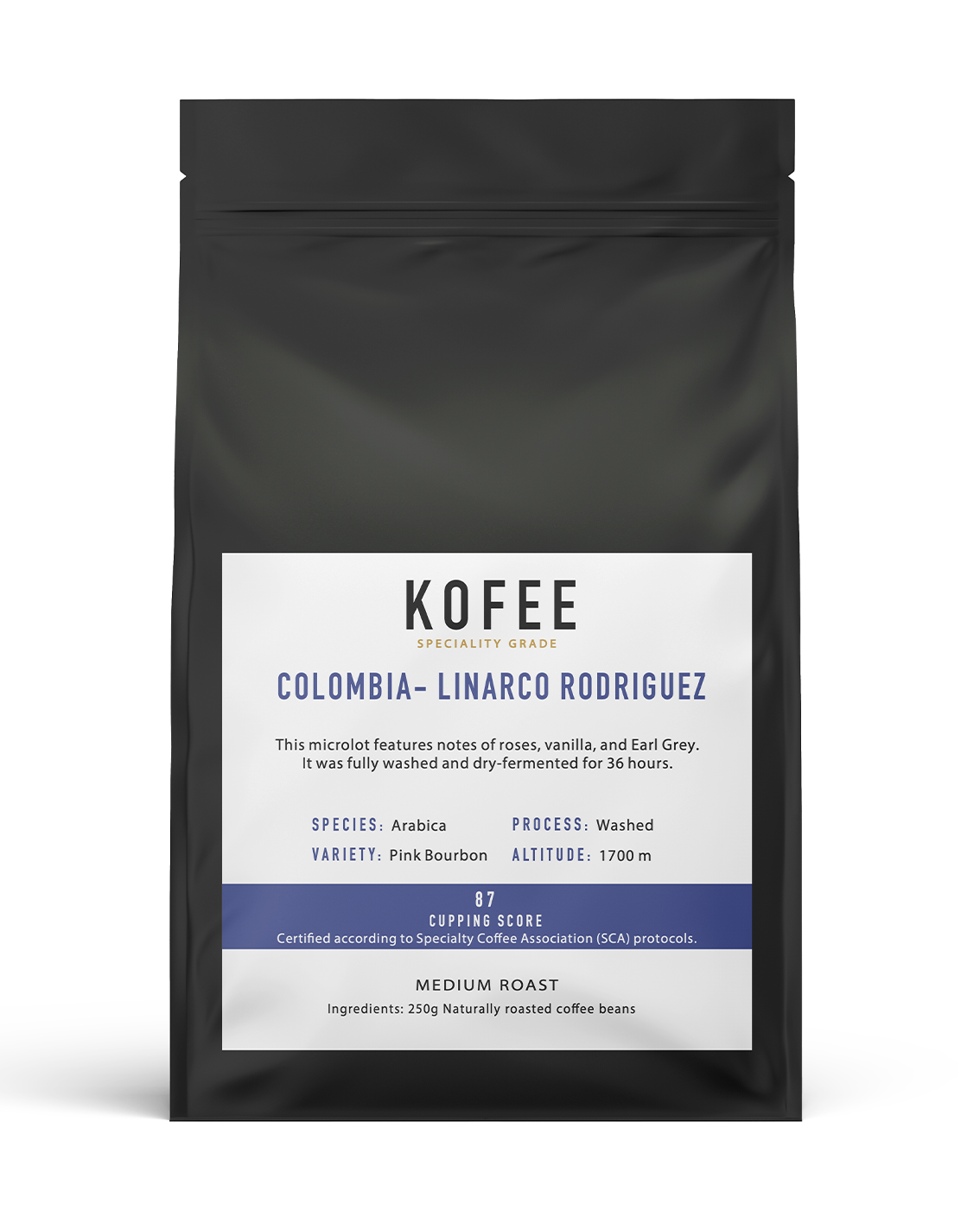 Kofee Speciality Grade - COLOMBIA - LINARCO RODRIGUEZ (250g BEANS)